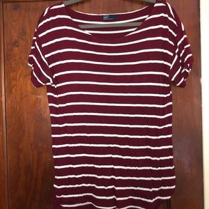 Maroon/white striped shirt sleeve